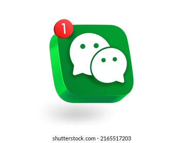 New message concept. 3d vector mobile application icon with notification