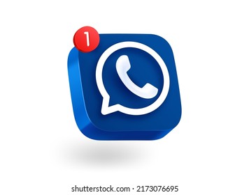 New message concept. 3d vector mobile application icon with notification - Shutterstock ID 2173076695