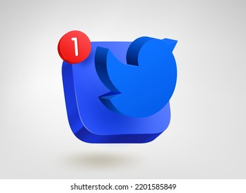 New message concept. 3d vector mobile application icon with notification