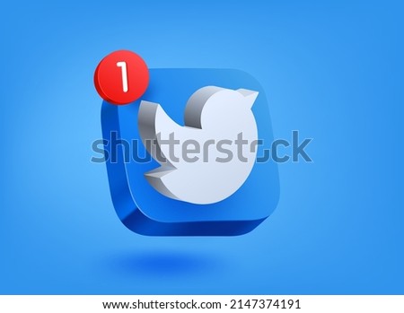 New message concept. 3d vector mobile application icon with notification