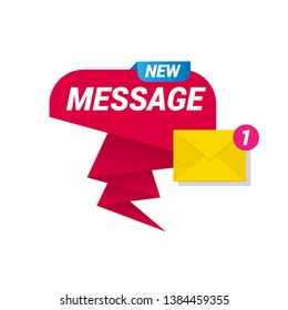 new message concept - flat design.origami speech bubble and envelope.