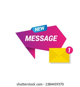new message concept - flat design.origami speech bubble and envelope.