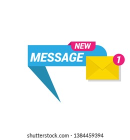 new message concept - flat design.origami speech bubble and envelope.