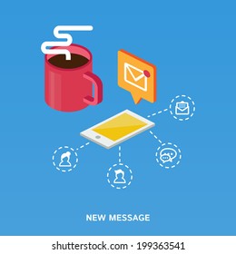 New message concept illustration for web. 