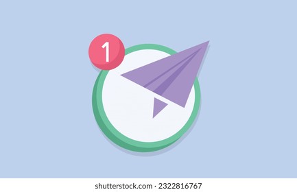 Nuevo concepto de mensaje. icono de aplicación móvil vectorial con notificación.on fondo azul