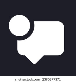 New message dark mode glyph ui icon. Chat notification. User interface design. White silhouette symbol on black space. Solid pictogram for web, mobile. Vector isolated illustration