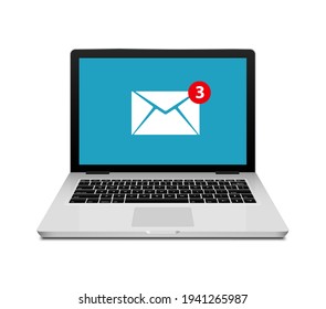 New message email notification computer vector alert reminder. Mail flat new design