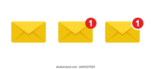 New message, email notification icon in flat style. Mail envelope sign symbol