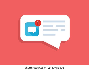 New message icon in flat style. Incoming inbox email vector illustration on isolated background. Bubble notification sign business concept.