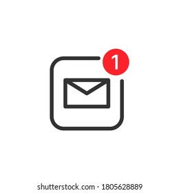 New message icon isolated on white background. Notification symbol modern, simple, vector, icon for website design, mobile app, ui. Vector Illustration