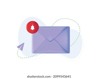 New message icon with notification. Envelope pointer with incoming message. Social media chat communication. New e-mail. Vector illustration