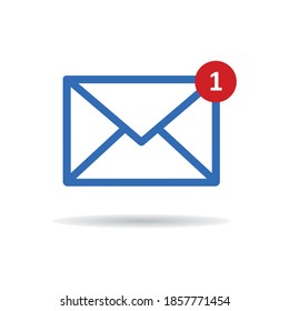 New message icon, notification. Vector email sign with a new message. Chat, social media, envelope.