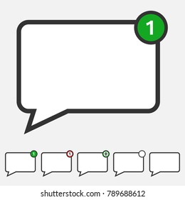 NEW MESSAGE icon with number 1 in green circle . Vector.