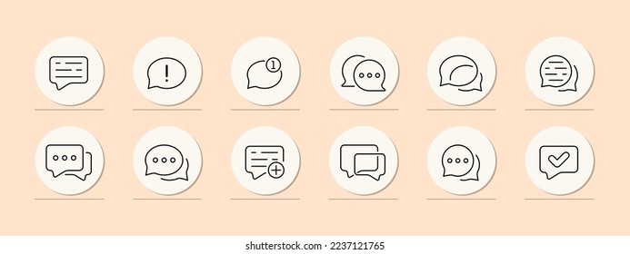 New message icon set. Communication, sms, online chats, phone icons, unread, read, sent. Sound concept. Pastel color background. Vector line icon for business