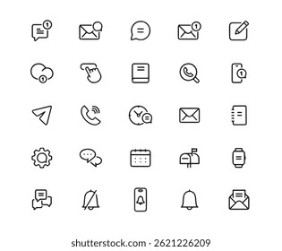 New Message Icon Set. Editable Stroke. For Mobile and Web. Contains such icons as Icon Symbol, E-Mail, Mail, Letter - Document, Newsletter, Mailbox