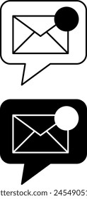 New Message icons. Black and White Vector Email Notification Icons. Dialogue, Chat. Social Media and Network Concept