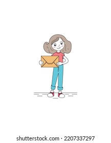 New Message Inbox Letter Concept Girl Stock Vector (Royalty Free ...