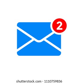 New Message Or Inbox Notification Vector Icon. Two Incoming Email Messages In Inbox