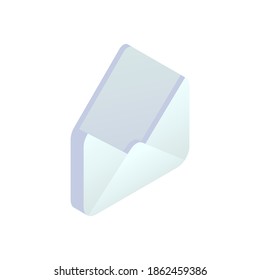 Nuevo icono isométrico de mensajes, Correo electrónico móvil, Nuevo signo de correo electrónico. 3 d sobre blanco abierto vacío aislado. Red social, chat sms, símbolo vector de correo electrónico para sitio web, diseño de aterrizaje, aplicación, anuncio.