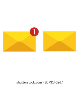 New message with letter. Mail icon. Vector illustration.