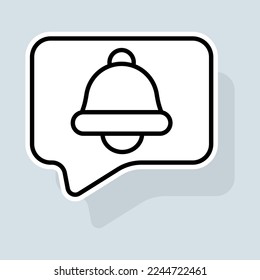 New message line icon. Clock, warning, for mobile devices, notification, message, alarm, reminder, watch. Sound concept. Vector sticker line icon on white background