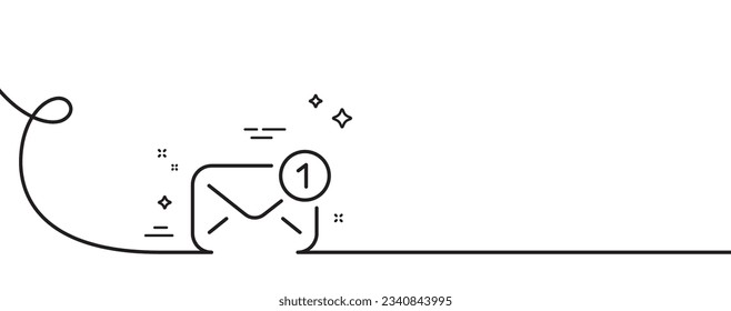 New message line icon. Continuous one line with curl. Mail envelope sign. Email letter symbol. New message single outline ribbon. Loop curve pattern. Vector