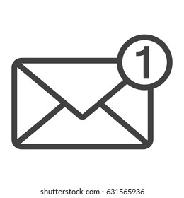 New message line icon, email and website button, vector graphics, a linear pattern on a white background, eps 10.