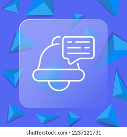Nuevo icono de línea de mensaje. Aviso, mensaje, alarma, recordatorio, reloj, aviso, para dispositivos móviles, mirar. Concepto de sonido. Estilo de glasmorfismo. Icono de línea de vector para empresas