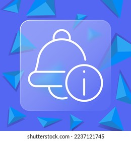 New message line icon. Notification, message, alarm, reminder, clock, warning, for mobile devices, watch. Sound concept. Glassmorphism style. Vector line icon for business