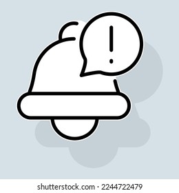 New message line icon. Notification, message, alarm, reminder, clock, warning, for mobile devices, watch. Sound concept. Vector sticker line icon on white background