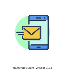 New message line icon. Smartphone, receiving letter, envelope outline sign. Communication, messenger, email concept. Vector illustration for web design and apps