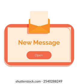 Nova notificação de mensagem aparecendo em uma tela digital com um ícone de envelope