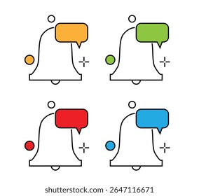 New Message Notification Bell Line Art Editable Stroke Colorful. Graphic design elements for an app or online platform vector art