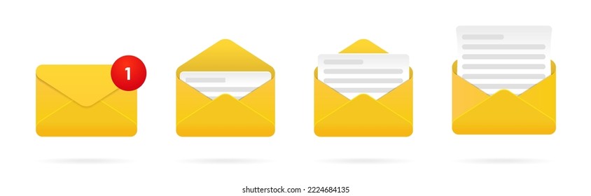 New message notification concept on realistic smartphone mockup. New email pop up. Incoming, open messaging. Chatting, mail, post, letter symbol, sign, emblem with new notification for UI UX website