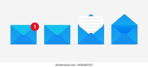 New message notification concept on realistic smartphone mockup. New email pop up. Incoming, open messaging. Chatting, mail, post, letter symbol, sign, emblem with new notification for UI UX website