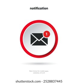 Novo conceito de notificação de mensagem em maquete de smartphone realista. Pop-up de novo email. Mensagens de entrada e abertas. Chat, email, postagem, símbolo de carta, sinal, emblema com nova notificação para o site de UI UX