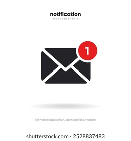 New message notification concept on realistic smartphone mockup. New email pop up. Incoming, open messaging. Chatting, mail, post, letter symbol, sign, emblem with new notification for UI UX website