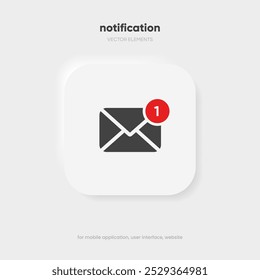 Novo conceito de notificação de mensagem em maquete de smartphone realista. Pop-up de novo email. Mensagens de entrada e abertas. Chat, email, postagem, símbolo de carta, sinal, emblema com nova notificação para o site de UI UX