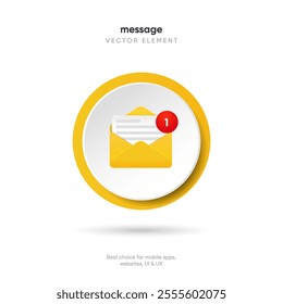 New message notification concept on realistic smartphone mockup. New email pop up. Incoming, open messaging. Chatting, mail, post, letter symbol, sign, emblem with new notification for UI UX website