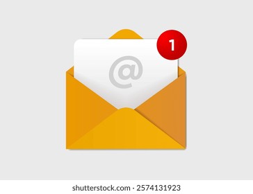 New message notification concept on realistic smartphone mockup. New email pop up. Incoming, open messaging. Chatting, mail, post, letter symbol, sign, emblem with new notification for UI UX website