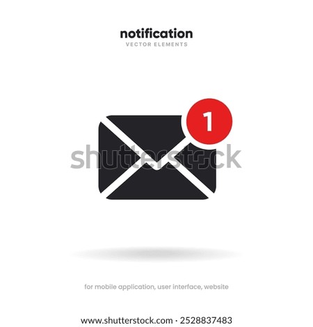 New message notification concept on realistic smartphone mockup. New email pop up. Incoming, open messaging. Chatting, mail, post, letter symbol, sign, emblem with new notification for UI UX website