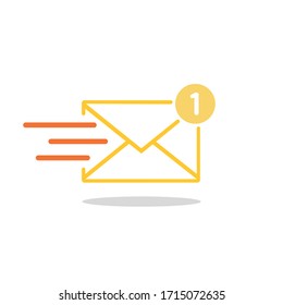 New message, notification, email, amail, chat or letter icon flat in simple design on an isolated background. EPS 10 vector