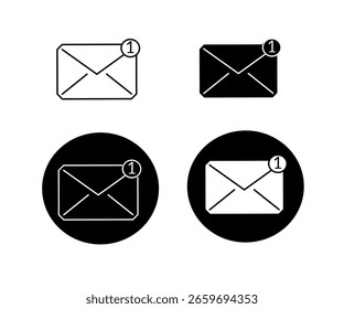 Nuevo diseño de icono de notificación de mensaje, alerta de correo electrónico, bandeja de entrada
