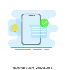 Neues Benachrichtigungssymbol für Nachrichten auf einem Smartphone. Mobile App, Push-Benachrichtigung, Sprechblase, Zeichen-Symbol. Digitale Aktualisierung, Aufgabe abgeschlossen, Entwurf erhalten.