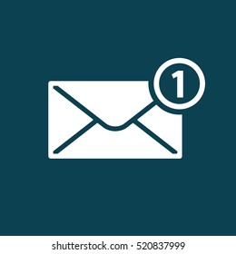 new message, notification  icon on blue background