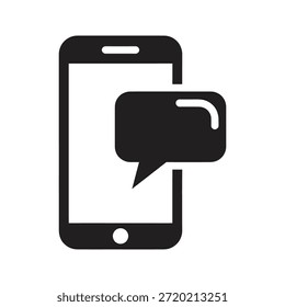 Nuevo símbolo de notificación de mensaje Vector de glifo sólido para la burbuja de chat de alerta de SMS móvil y la señal de recordatorio de comunicación del teléfono inteligente