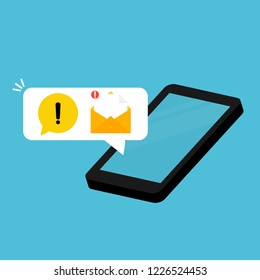 New message notification on the mobile icon vector