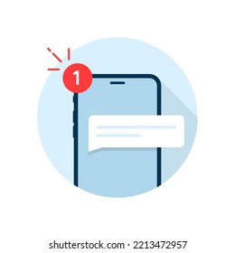 New message notification on smartphone concept illustration flat design vector eps10. modern graphic element for landing page, empty state ui, infographic, icon