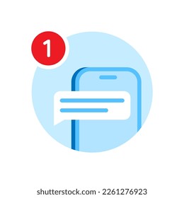new message notification on smartphone concept illustration flat design vector eps10. modern graphic element for landing page, empty state ui, infographic, icon
