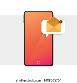 New message on the frameless smartphone screen